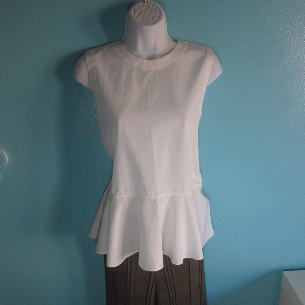 Theorywomens Size S White Cottonpeplum Work Blouse